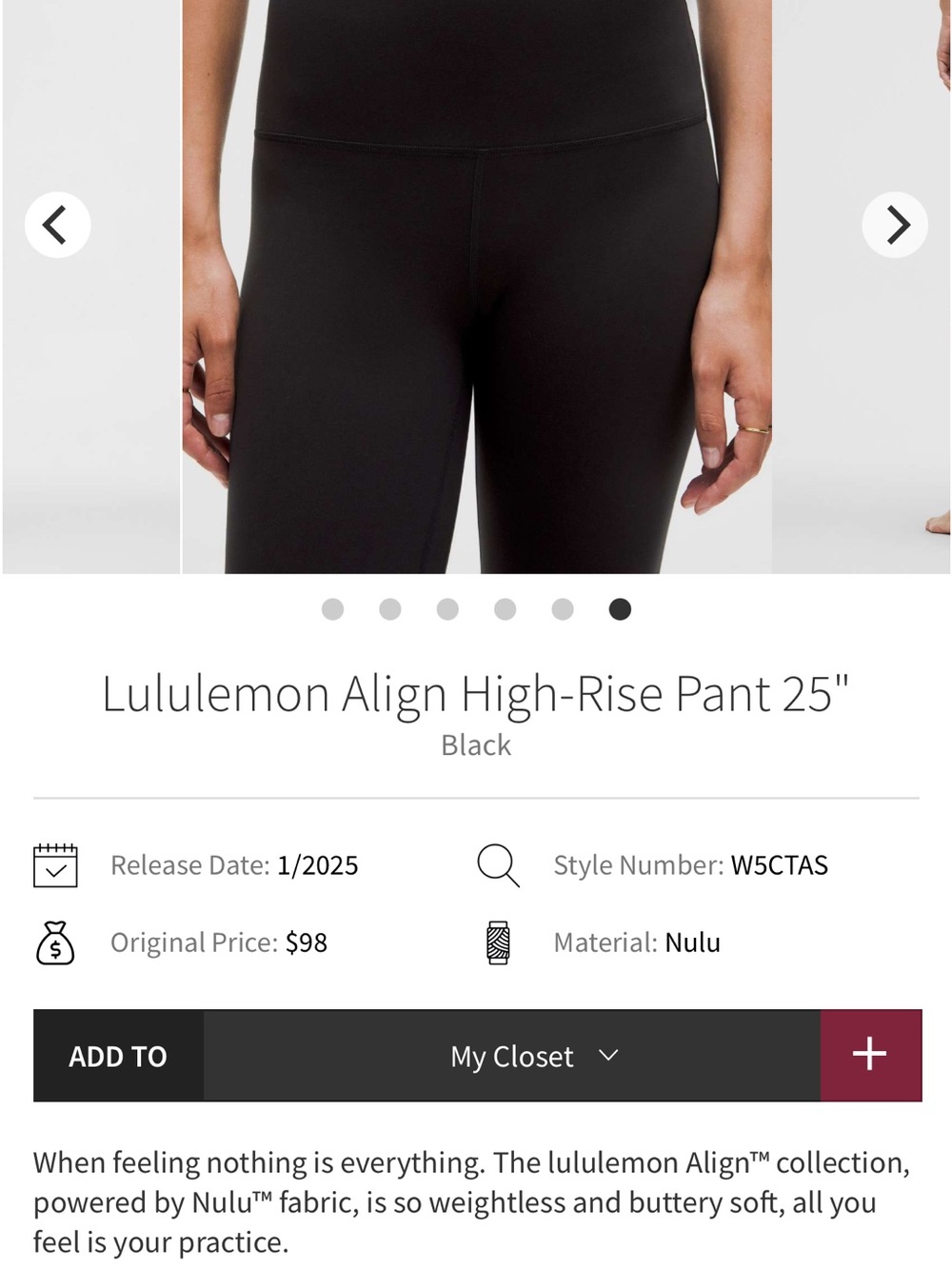 lululemon athletica Align High-Rise Pant 25" - Black